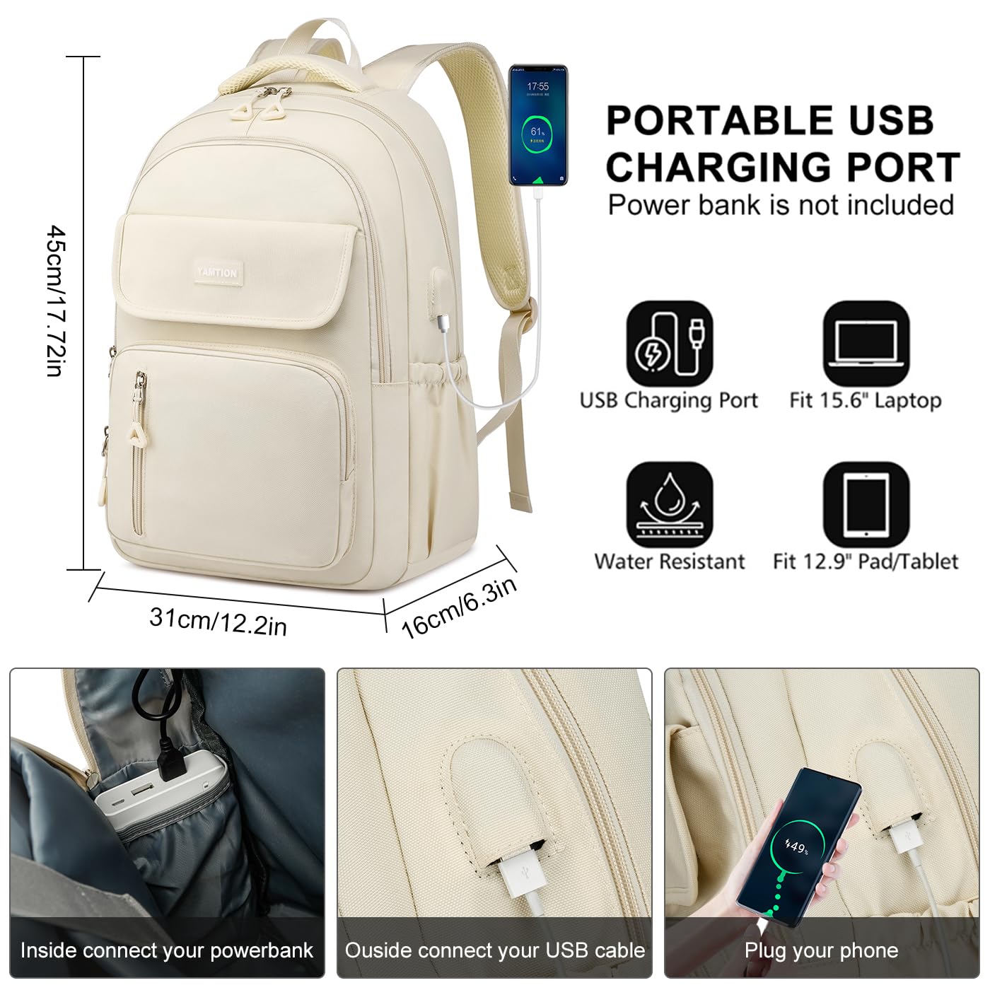 Stylish Women's & Girls' School Backpack - 15.6 Inch Laptop Backpack for College & High School Students - Durable Bookbag for Daily Use, Travel & Campus Life