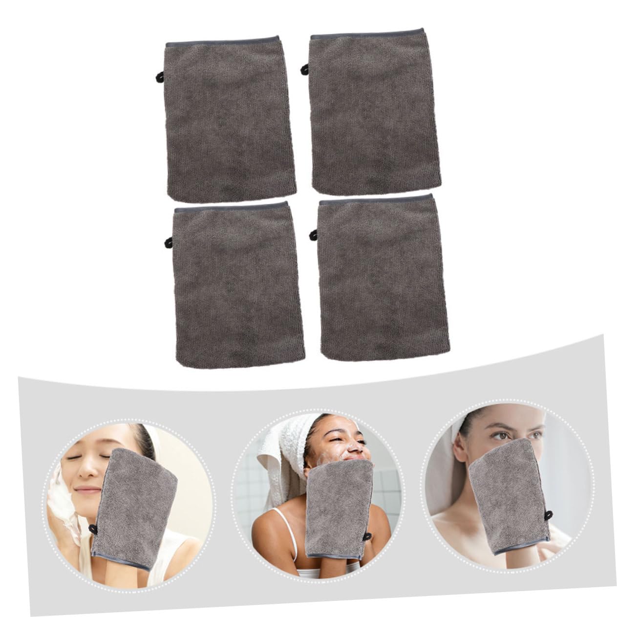 Healeved 4-Piece Fiber Makeup Remover Gloves - Soft Facial Cleansing Mittens for Gentle Exfoliation & Makeup Removal | Perfect for Travel, Daily Skincare & Spa Days