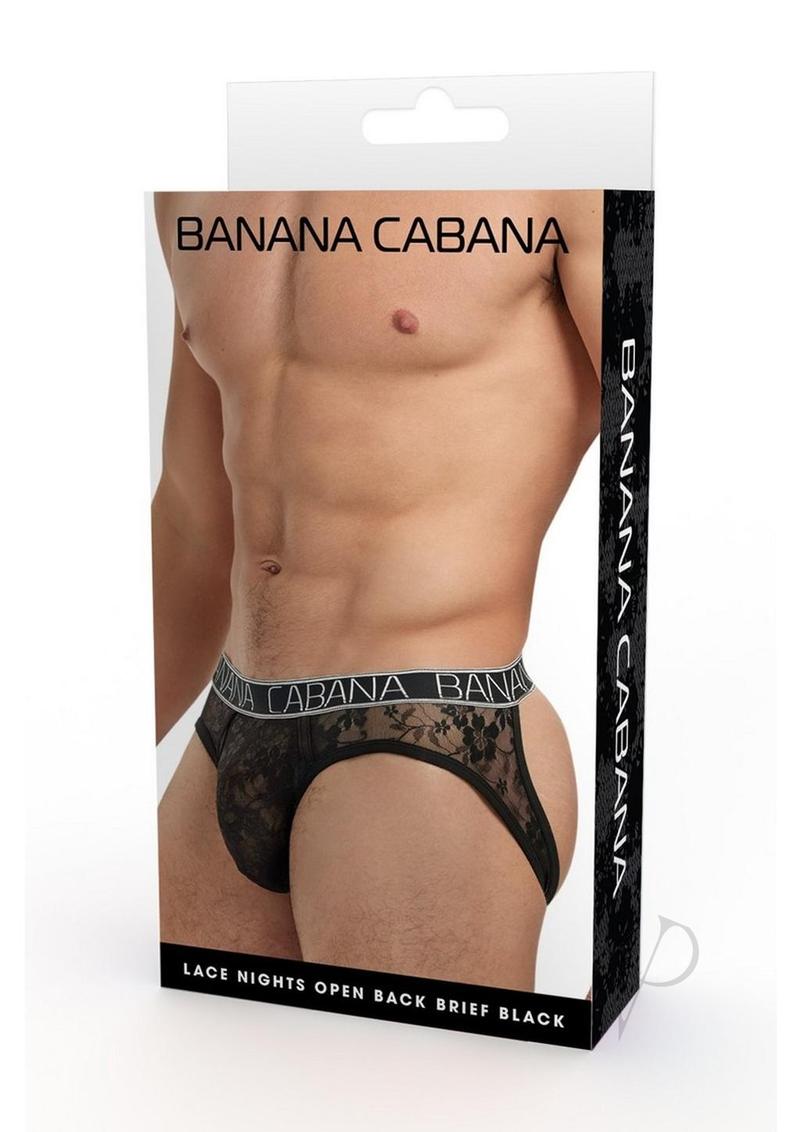 Banana Cabana Lace Open Back Brief - Small/Medium Size - Black Lingerie for Romantic Nights & Special Occasions