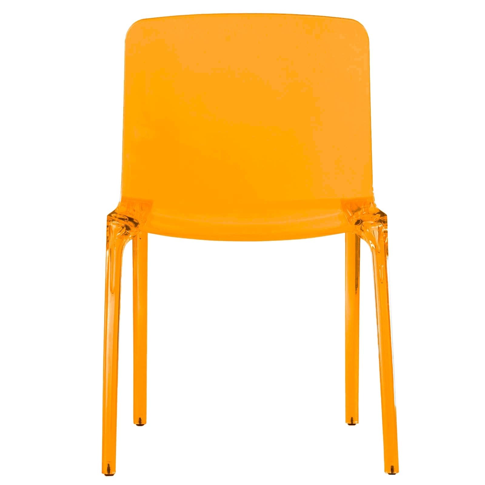LeisureMod Adler Mid-Century Modern Dining Chair - Transparent Orange Acrylic Contemporary Design for Kitchen, Dining Room & Home Decor | Perfect for Modern Dining Sets, Breakfast Nooks & Stylish Interior Design