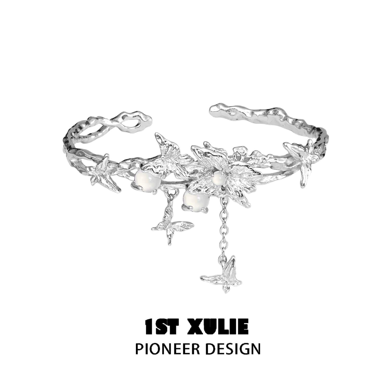Whiterfly White Chalcedony 18k Platinum/24K Gold Bracelet™ - Elegant Jewelry for Women, Luxury Gift for Anniversary & Special Occasions