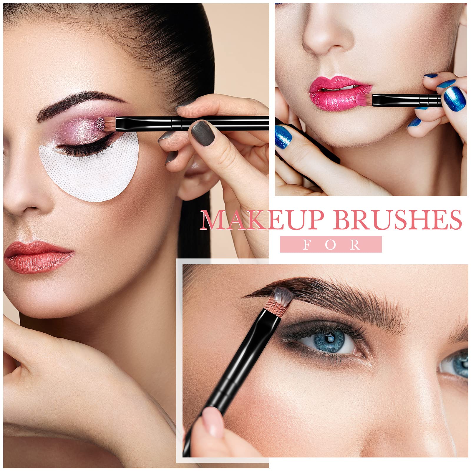 **48 Pcs Flat Makeup Brush Set - Synthetic Lip Concealer Brush, Eyebrow Brush, Portable Beauty Tools for Concealing, Blending & Setting - Perfect for Professional & Everyday Makeup (Black)**    *(Ideal for Travel, Home Use, Salon & Makeup Artists - Enhance Your Beauty Routine!)*