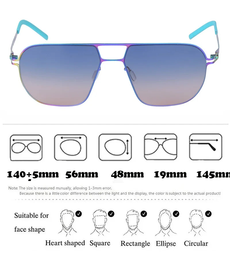 Aimee Men's Full Rim Oval Double Bridge Screwless Titanium Sunglasses 19140 - Lightweight Polarized UV Protection for Driving, Outdoor Sports & Fashion Accessories