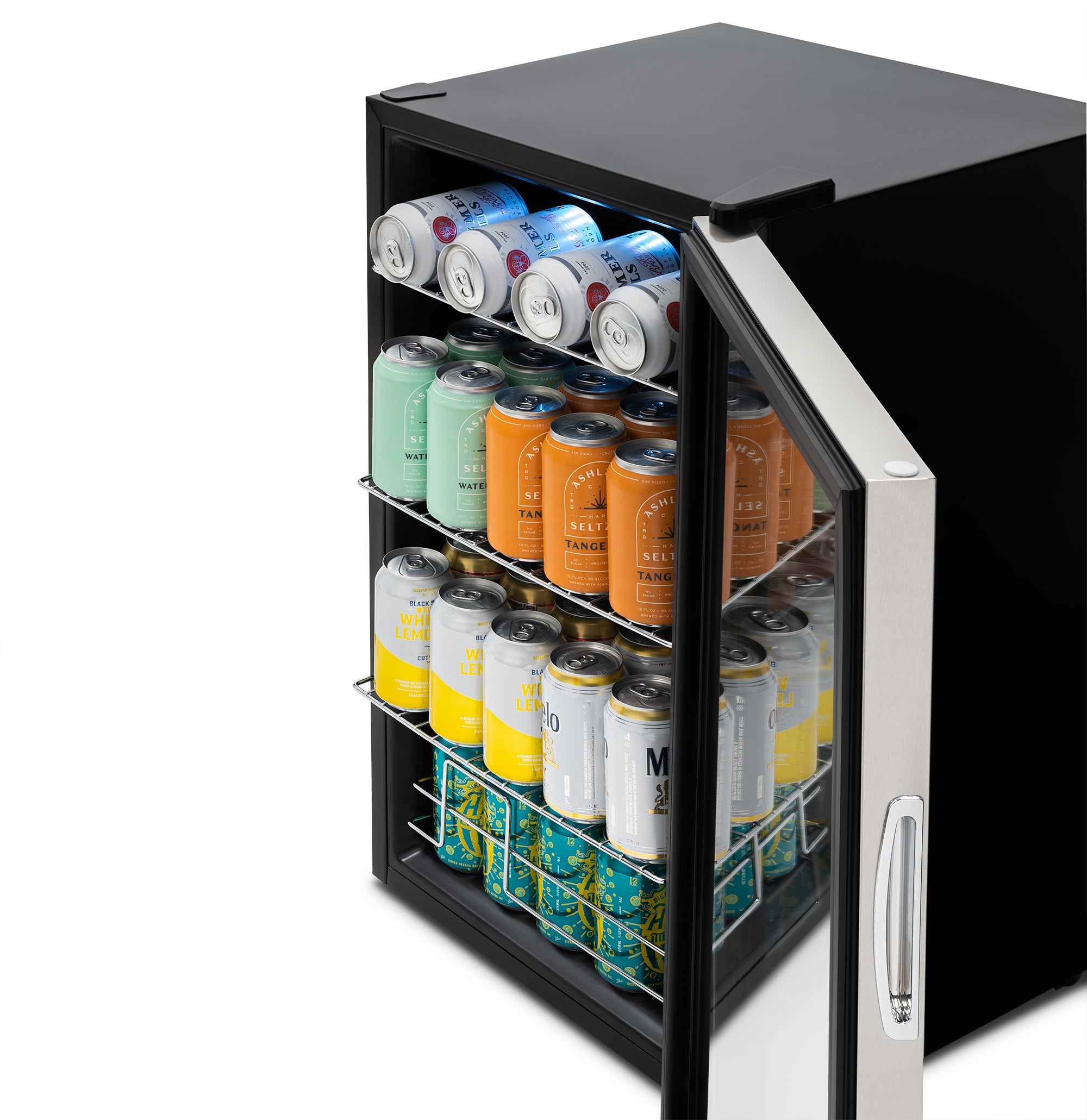 Newair® 100 Can Freestanding Stainless Steel Beverage Refrigerator - Compact Beverage Cooler for Beer, Wine & Soda - Perfect for Home Bar, Office, Man Cave or Game Room