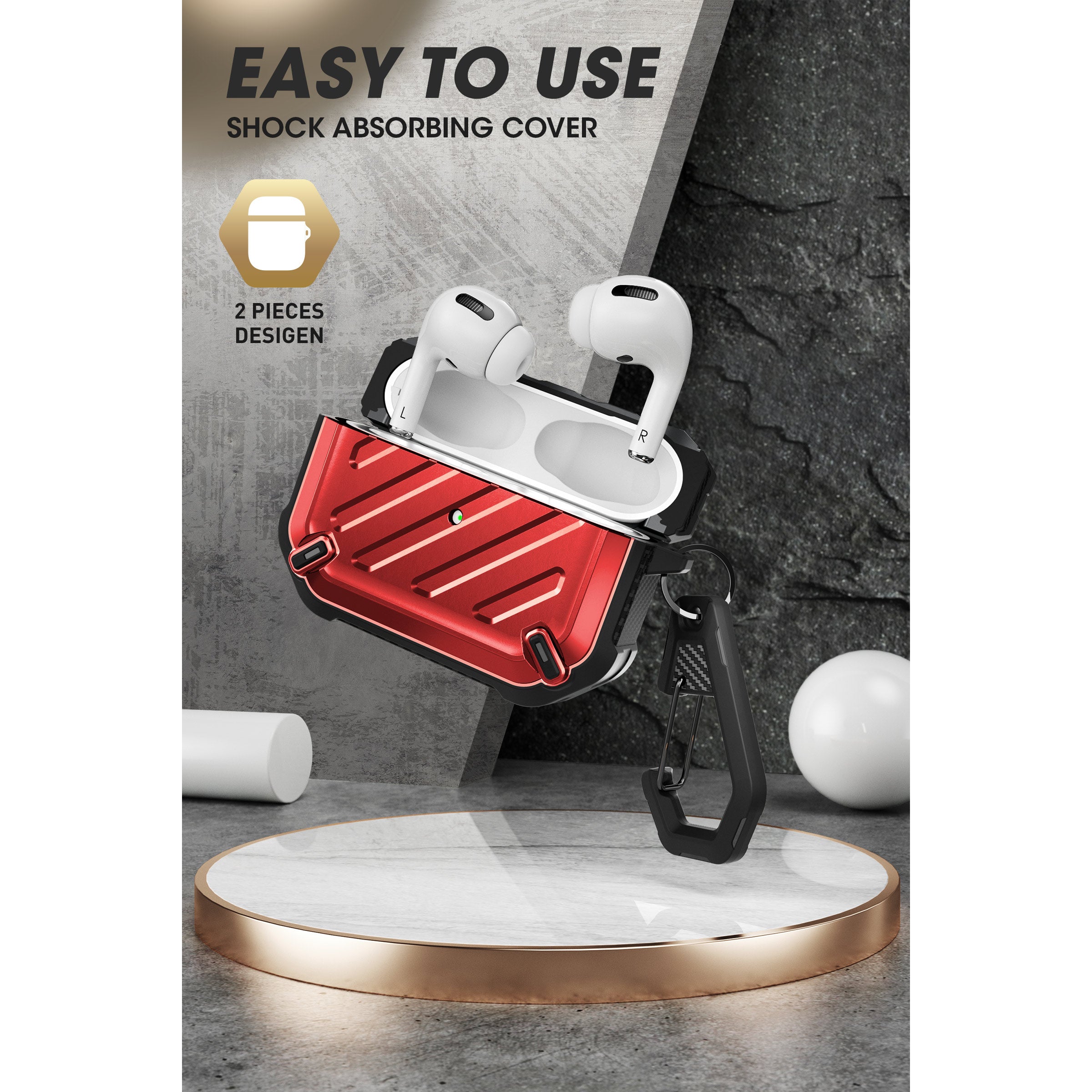 Apple AirPods Pro 2 Case - Unicorn Beetle PRO Rugged Protective Cover with Military-Grade Drop Protection, Metallic Red - Perfect for Outdoor, Travel & Sports Activities