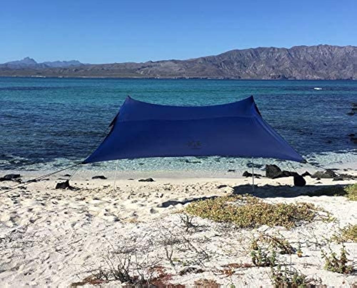 Premium Neso Tents Beach Canopy with Sand Anchors - 7'x7' Portable Sun Shelter, Patented Reinforced Corners (Navy Blue) - Perfect for Beach Days, Camping Trips & Outdoor Adventures