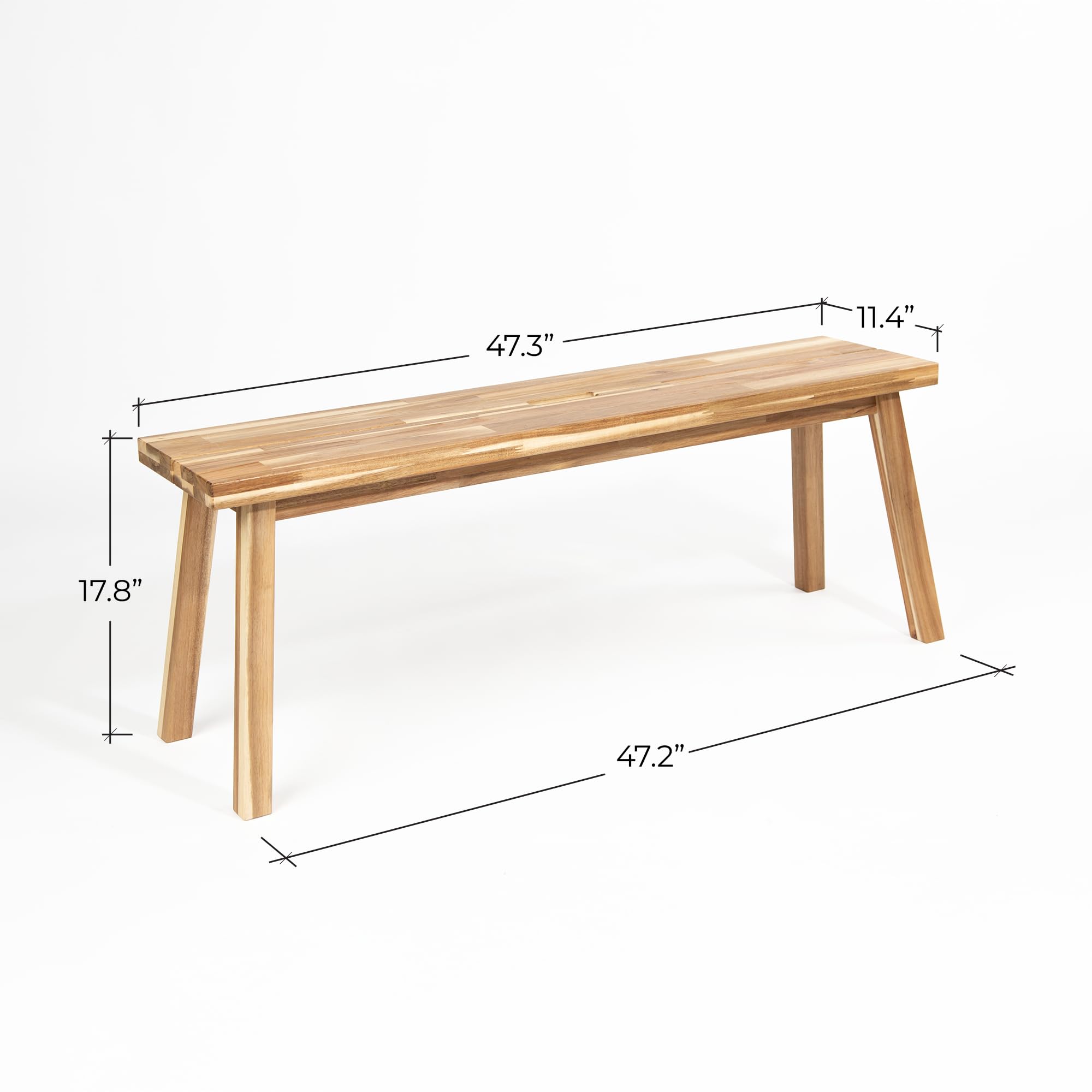 **Solid Acacia Wood Backless Bench with Wax Galvanized Finish - Easy Assembly End Table & Wooden Bench for Dining Room, Entryway, Indoor Decor (47 Inches) - Perfect for Plants, Seating & Stylish Home Furnishing**