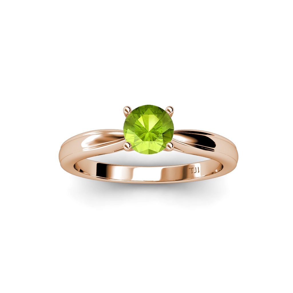 1.10ct Peridot Solitaire Ring in 14K Rose Gold - Elegant Birthstone Jewelry for Women, Perfect for Engagement, Anniversary & Everyday Wear