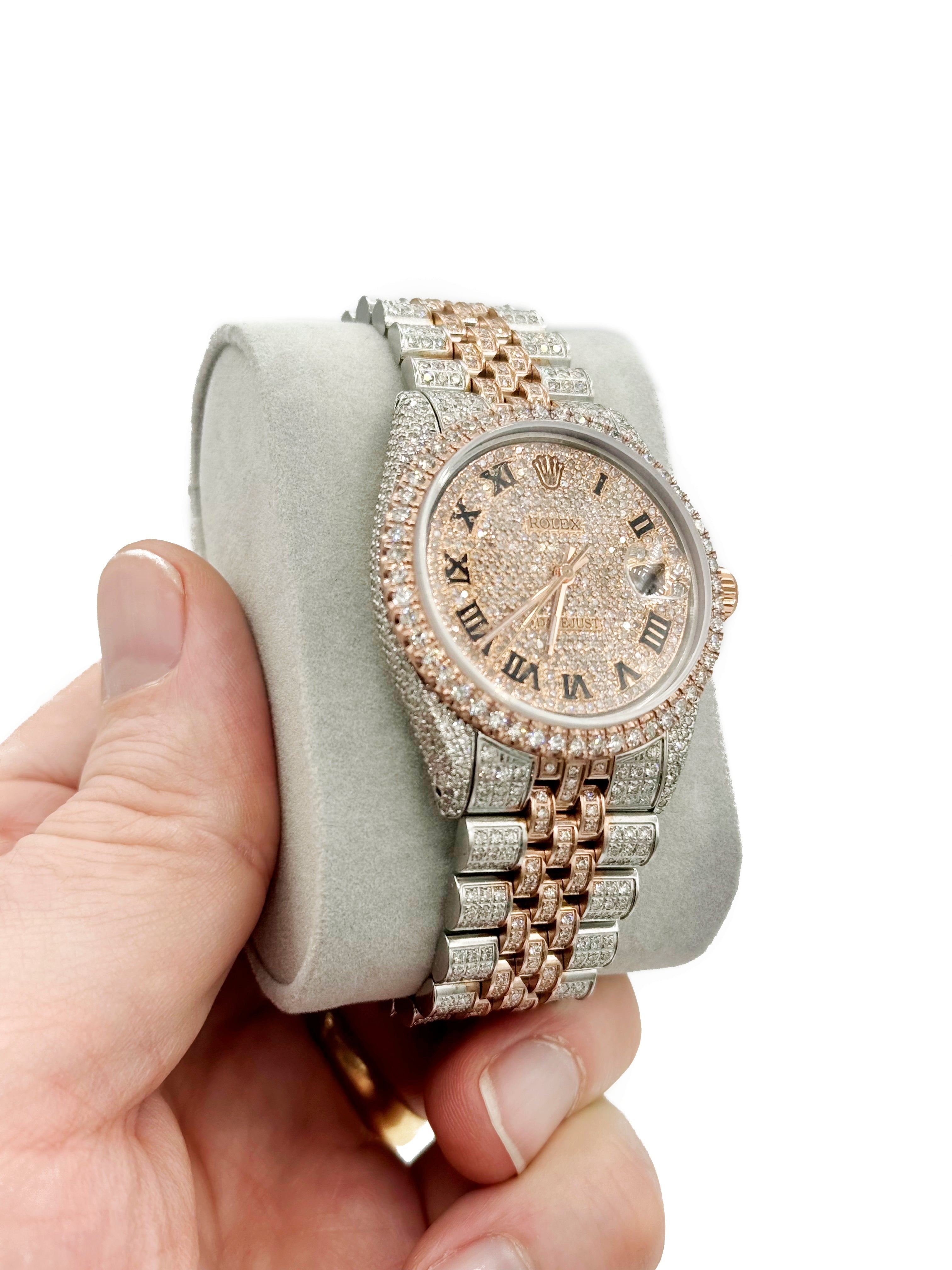 New Rolex Datejust 36MM Iced Out Watch with Diamond Earrings Set - Luxury Men's & Women's Jewelry Gift for Anniversary, Wedding & Special Occasions