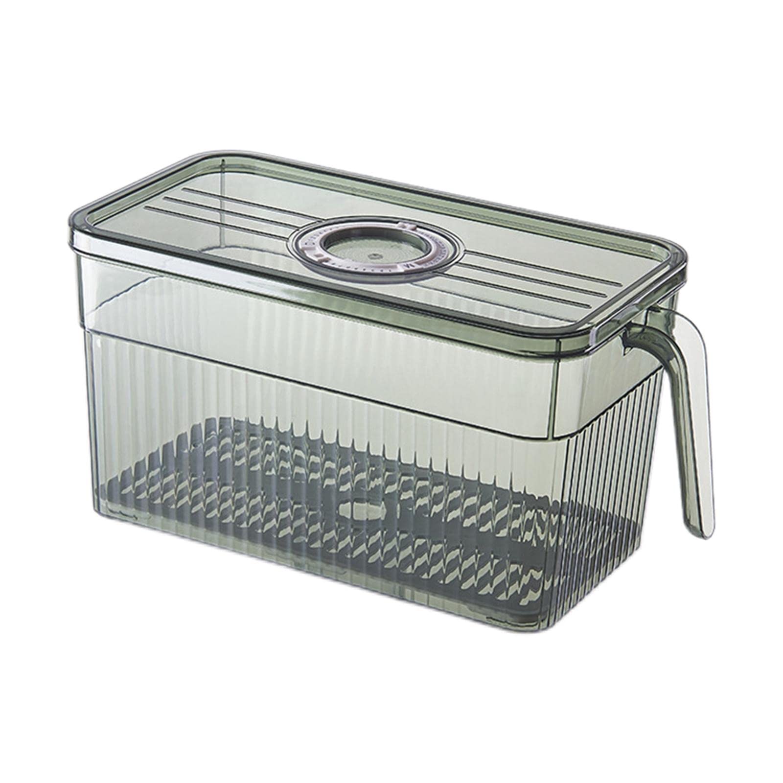 Clear Refrigerator Organizer Bins with Handle & Lid - 13x13x28cm Green Fridge Storage Containers for Food, Vegetables, Fruits & Beverages | Perfect for Kitchen, Pantry & Meal Prep Organization