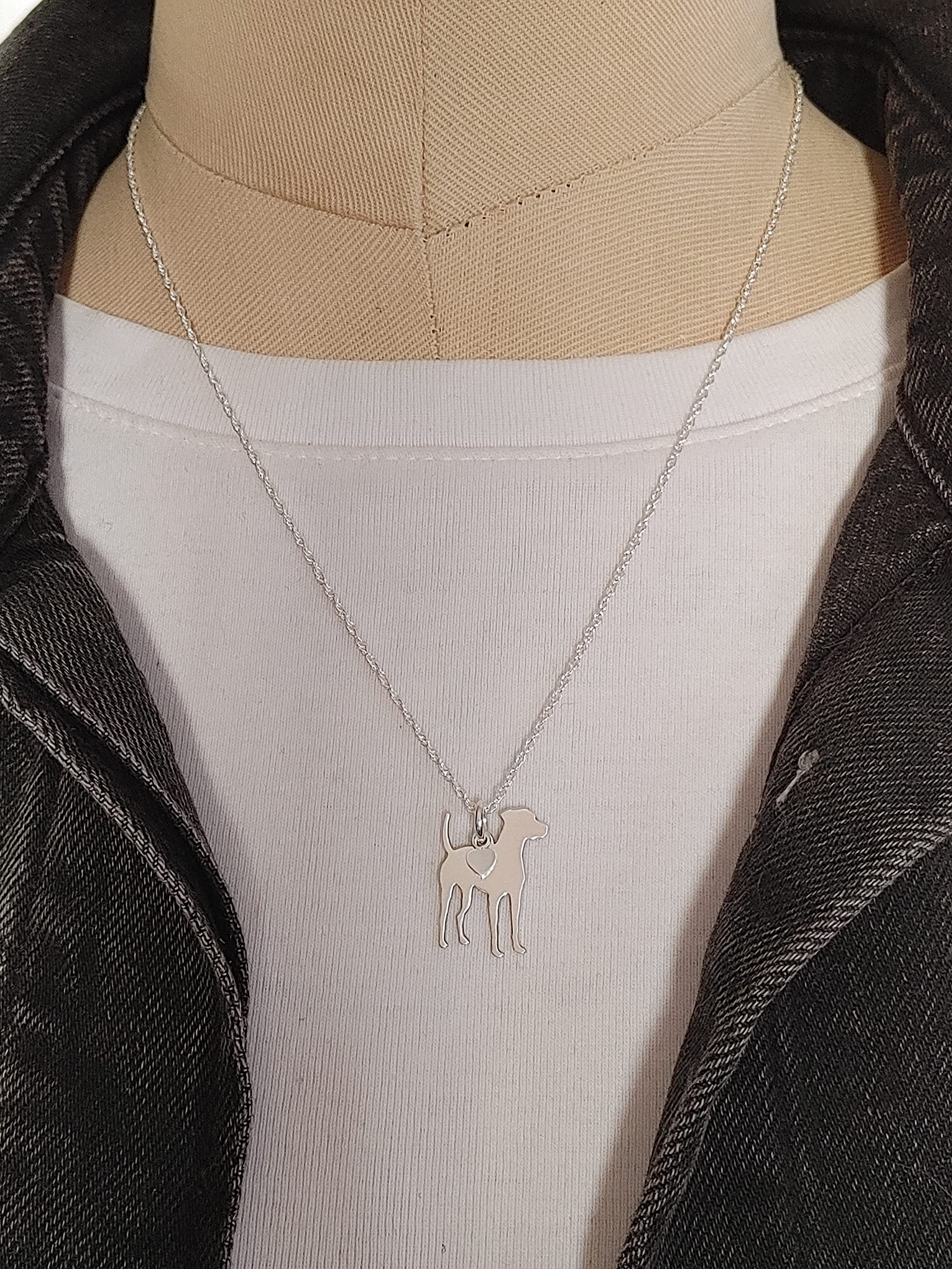 Sterling Silver Dog Charm Necklace for Pet Lovers - Catahoula Heart Pendant