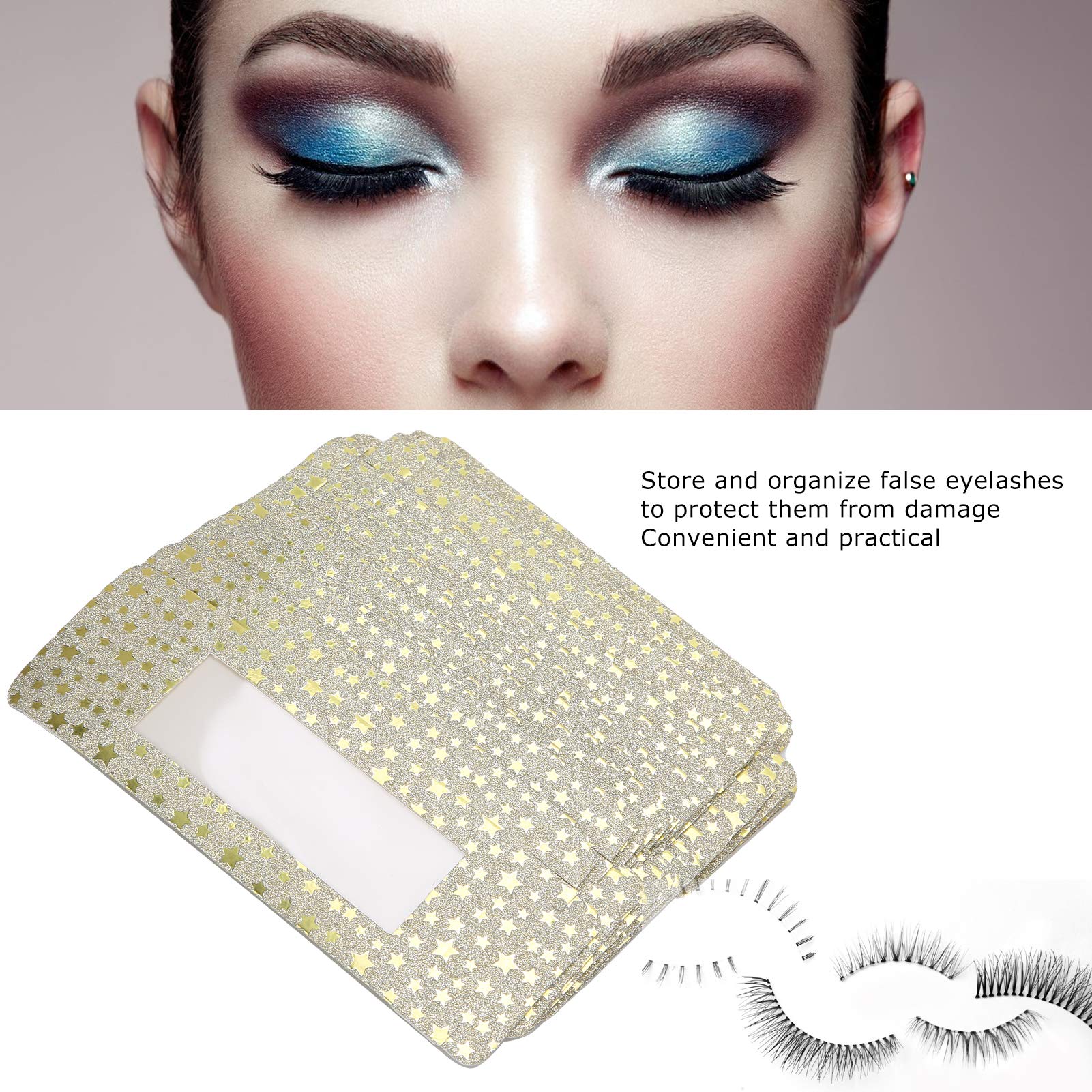 Premium Lash Box - Eyelash Storage Organizer with Paper Lash Holder for False Eyelashes | Makeup Accessories for Women & Girls (Yellow Stars Design) | Perfect for Salon, Travel & Home Makeup Organization