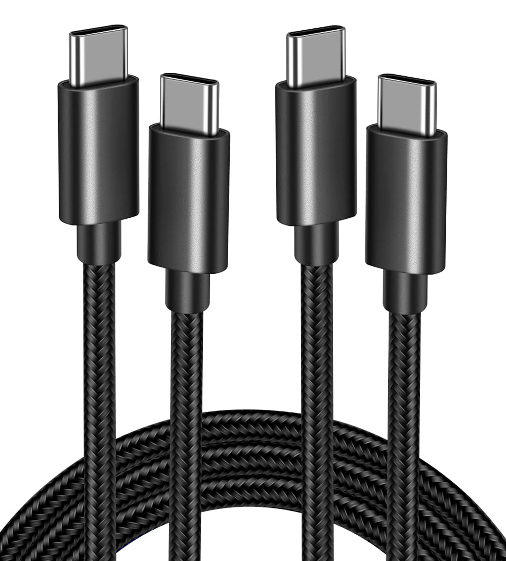 UDATON 2-Pack 6FT USB C to USB C Cable - 60W Fast Charging Nylon Braided Cord for Samsung Galaxy S21/S20, MacBook, iPad Pro, Nintendo Switch | Durable Android Charger for Home, Office & Travel (Black)