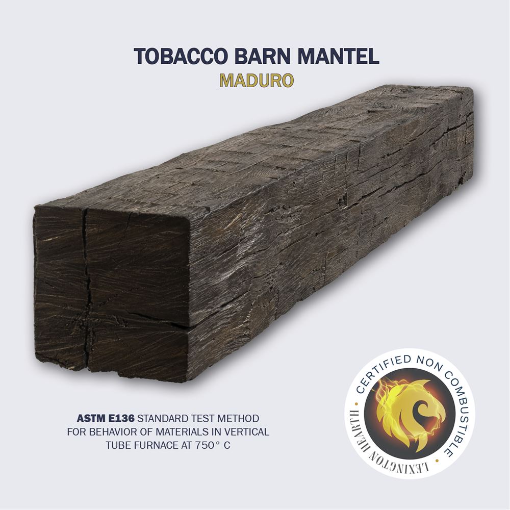 Lexington Hearth Tobacco Barn Concrete Faux Wood Mantel Shelf - Rustic Fireplace Mantel for Living Room, Bedroom & Outdoor Decor