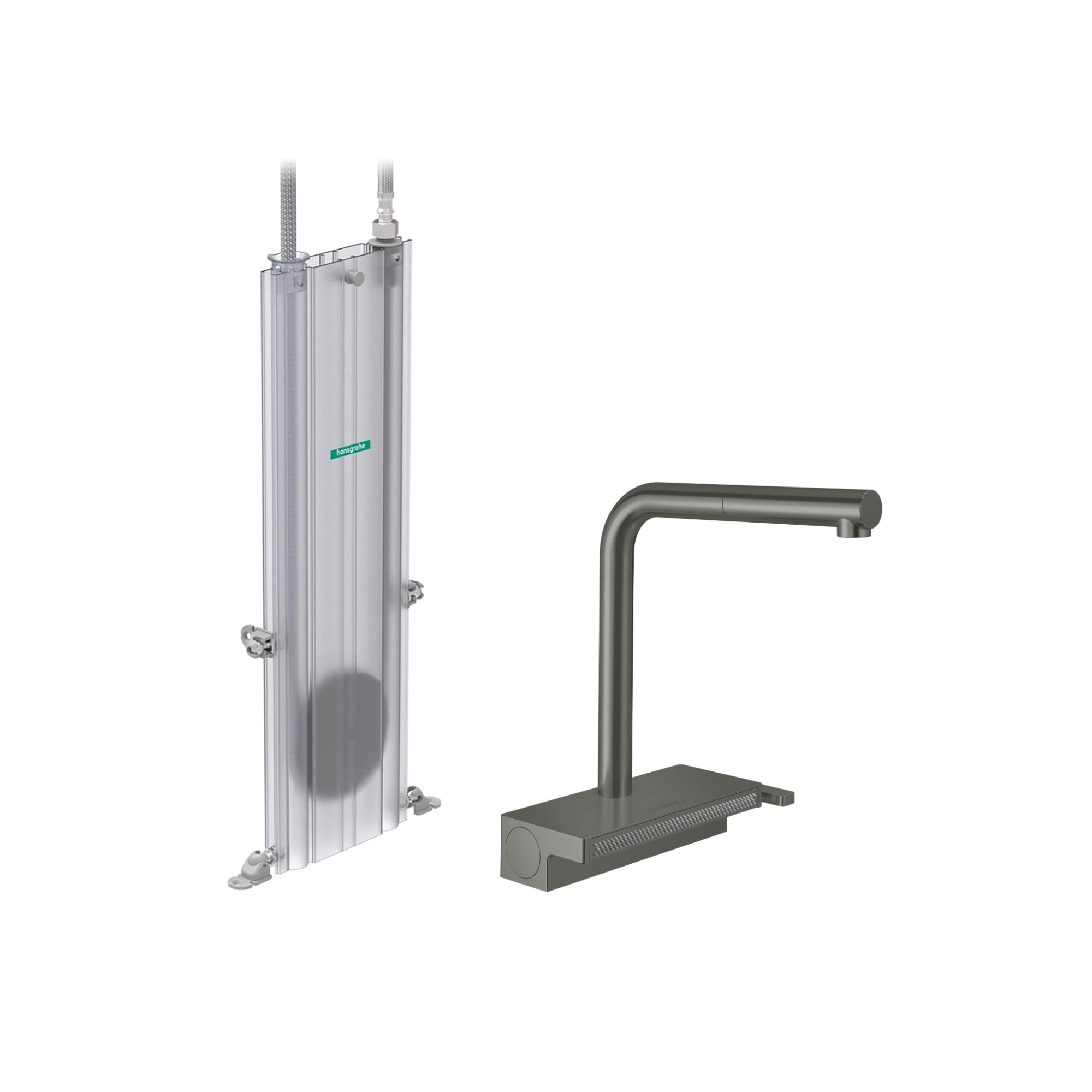 Hansgrohe Aquno Select Black Single-Handle Pull-Out Kitchen Faucet with Magnetic Docking Spray Head - Brushed Black Chrome Finish (Model 73830341) - Perfect for Modern Kitchens and Easy Dishwashing