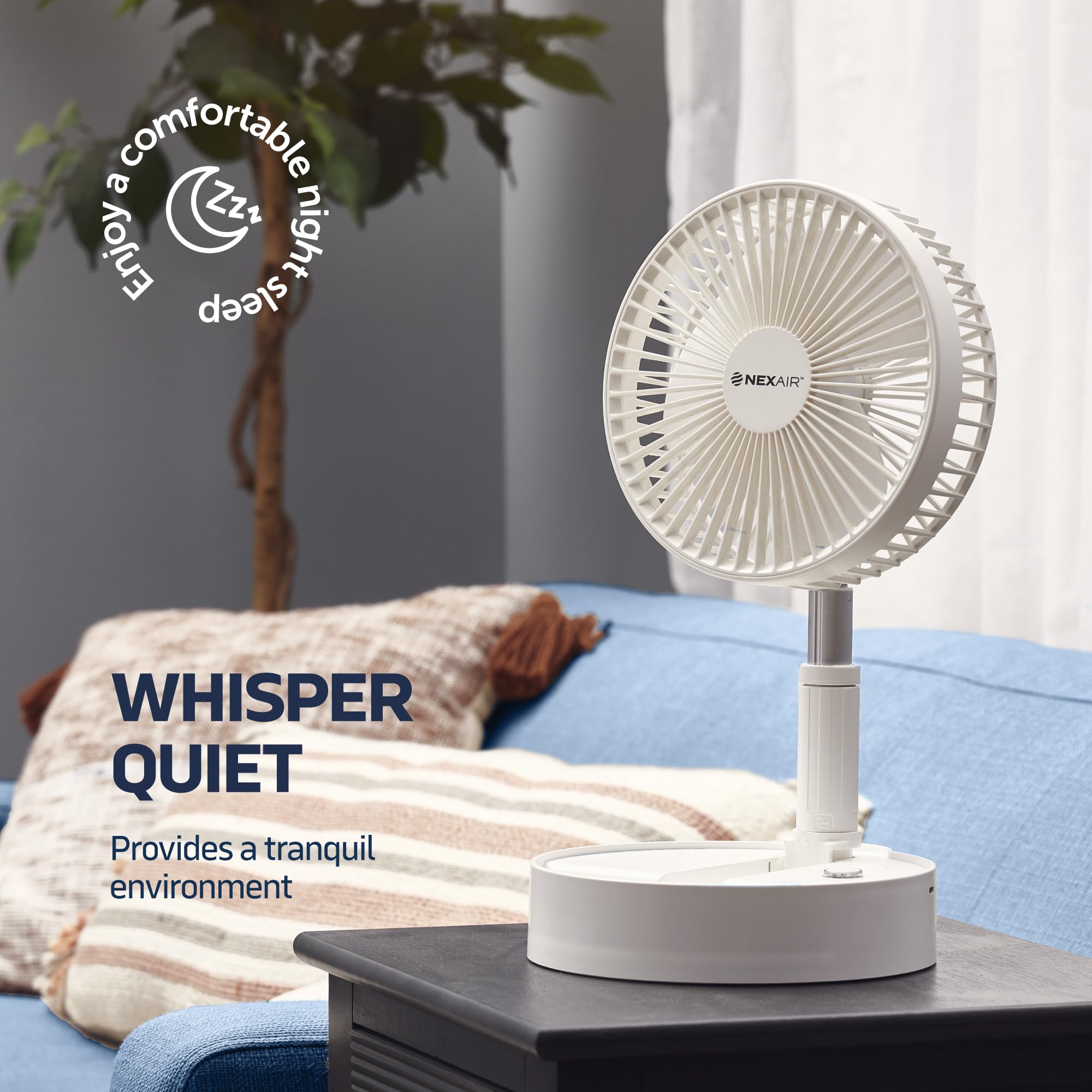 Foldable Oscillating Fan with Remote Control - 4 Speed Adjustable Height (14”–40