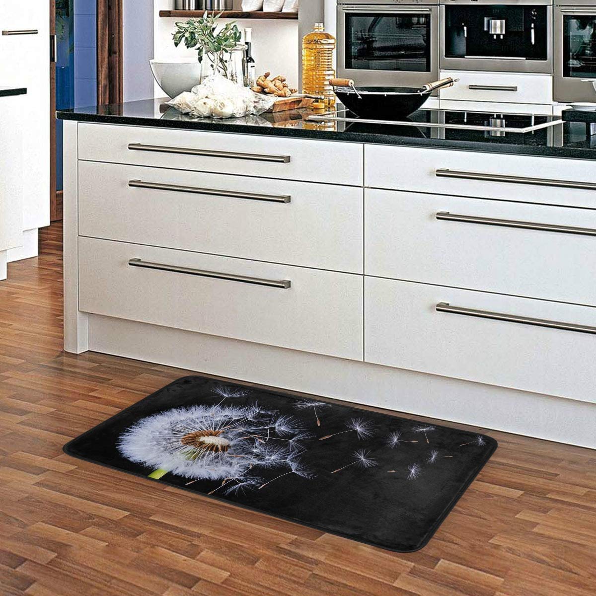 Susiyo Dandelion Kitchen Rug Mat - Anti-Fatigue, Non-Slip Floor Mat with Oil & Stain Resistance - Easy Clean Indoor/Outdoor Kitchen & Bath Mat - Perfect for High-Traffic Areas, Sink Stations & Entryways