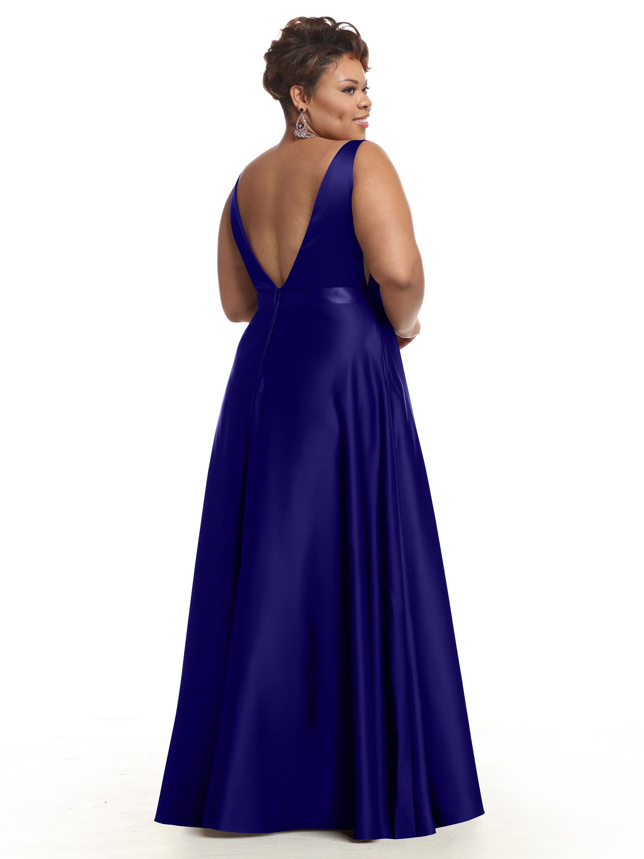 Elegant 80118 Satin A-Line Bridesmaid Dress with V-Neck & Waist Sash - Perfect for Weddings, Formal Events & Special Occasions