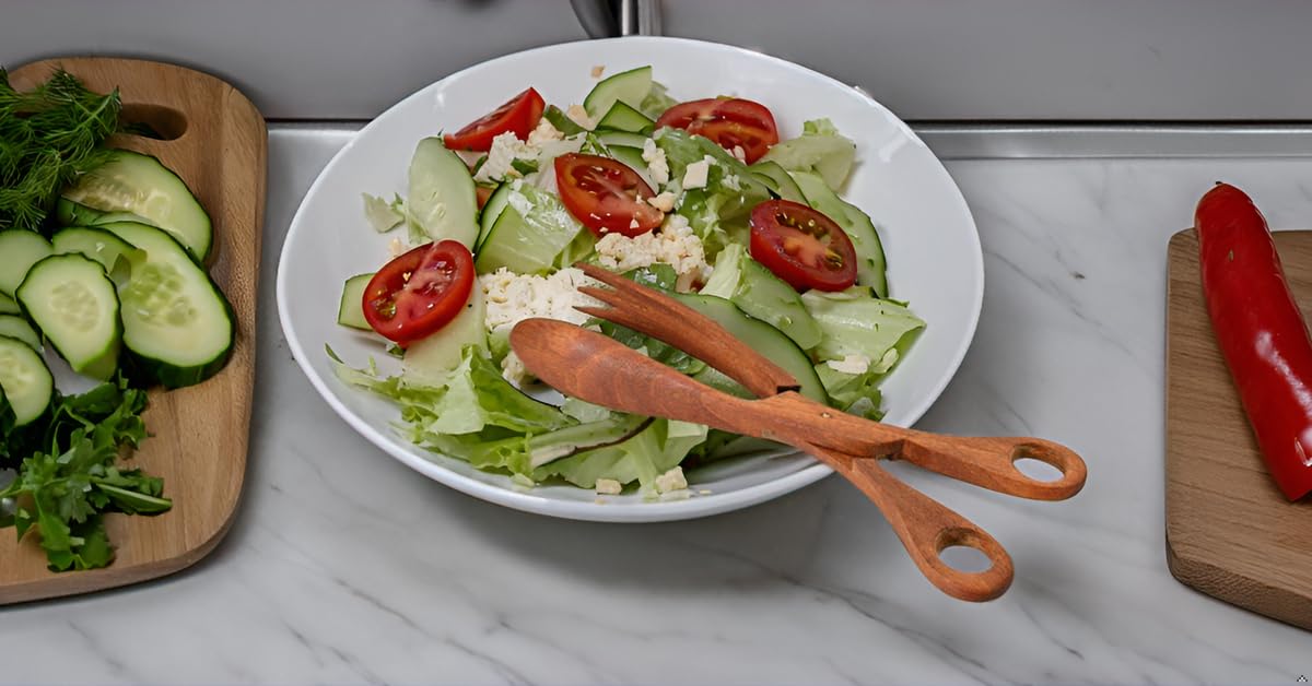 Stylish Hand Carved Palm Wood Salad & Bread Scissor Tongs - Elegant Wooden Kitchen Utensils for Serving, Cooking & Entertaining | Perfect for Salad Bars, BBQs, Dinner Parties & Home Decor