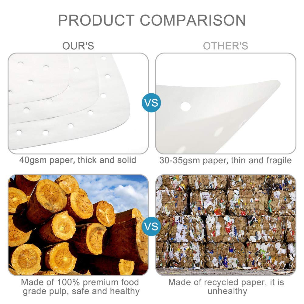 100pcs 7.5-Inch Air Fryer Liners - Premium Perforated Parchment Paper for Philips, Cozyna, Secura, NuWave, Chefman, GoWISE USA, BLACK+DECKER, COSORI Air Fryers | Non-Stick, Easy Clean | Perfect for Cooking Fries, Chicken Wings & Vegetables