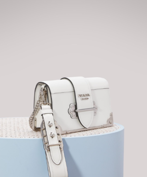 Prada Cahier Light Green Calf Leather Handbag for Women | Luxury Designer Shoulder Bag for Work, Travel & Evening Events