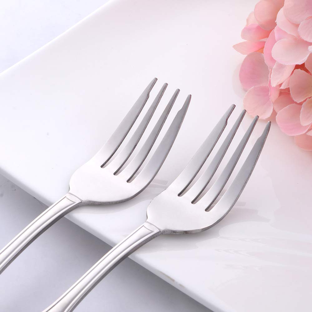 Premium 12-Piece Stainless Steel Salad Forks Set - Elegant Shell Pattern 18/0 Flatware, 6.7