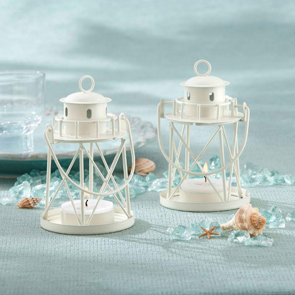 Kate Aspen Tea Light Holder - Coastal Lighthouse Votive Candle Holder Set of 6 | Elegant Wedding Table Centerpiece, Birthday Party Decor, Bridal & Baby Shower Favors | Perfect for Beach-Themed Events, Romantic Dinners, and Home Decoration