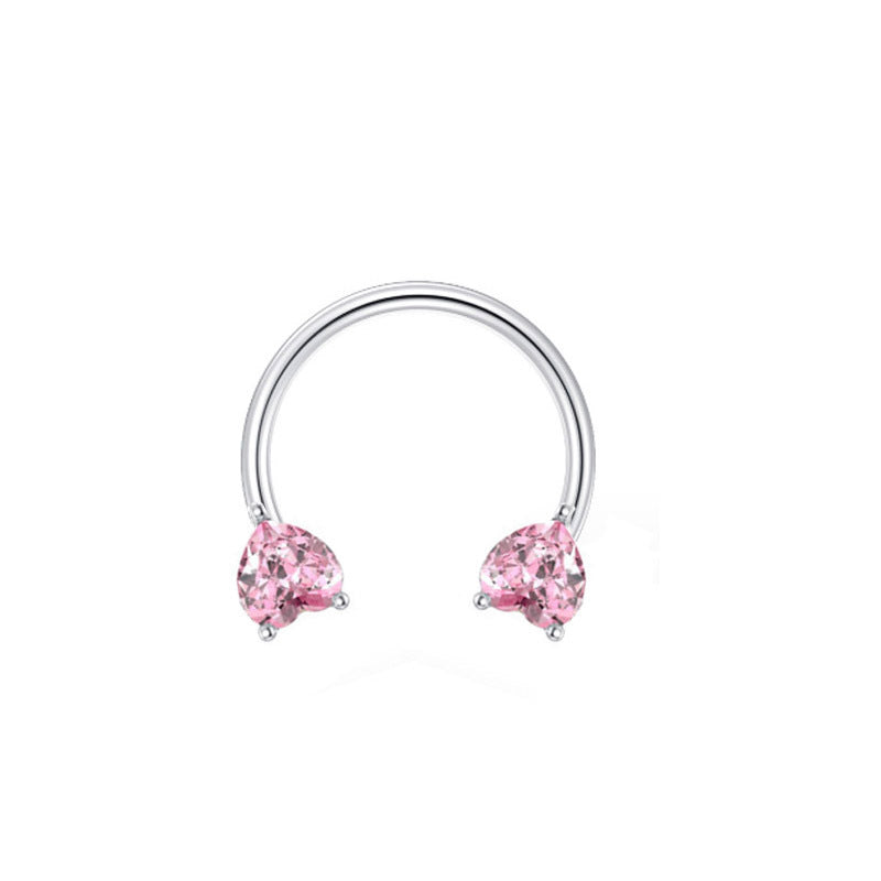 16G Surgical Steel Heart Horseshoe Circular Barbell - Body Jewelry for Cartilage, Lip, Nose Piercing | Perfect for Everyday Wear, Parties & Alternative Fashion | B2017