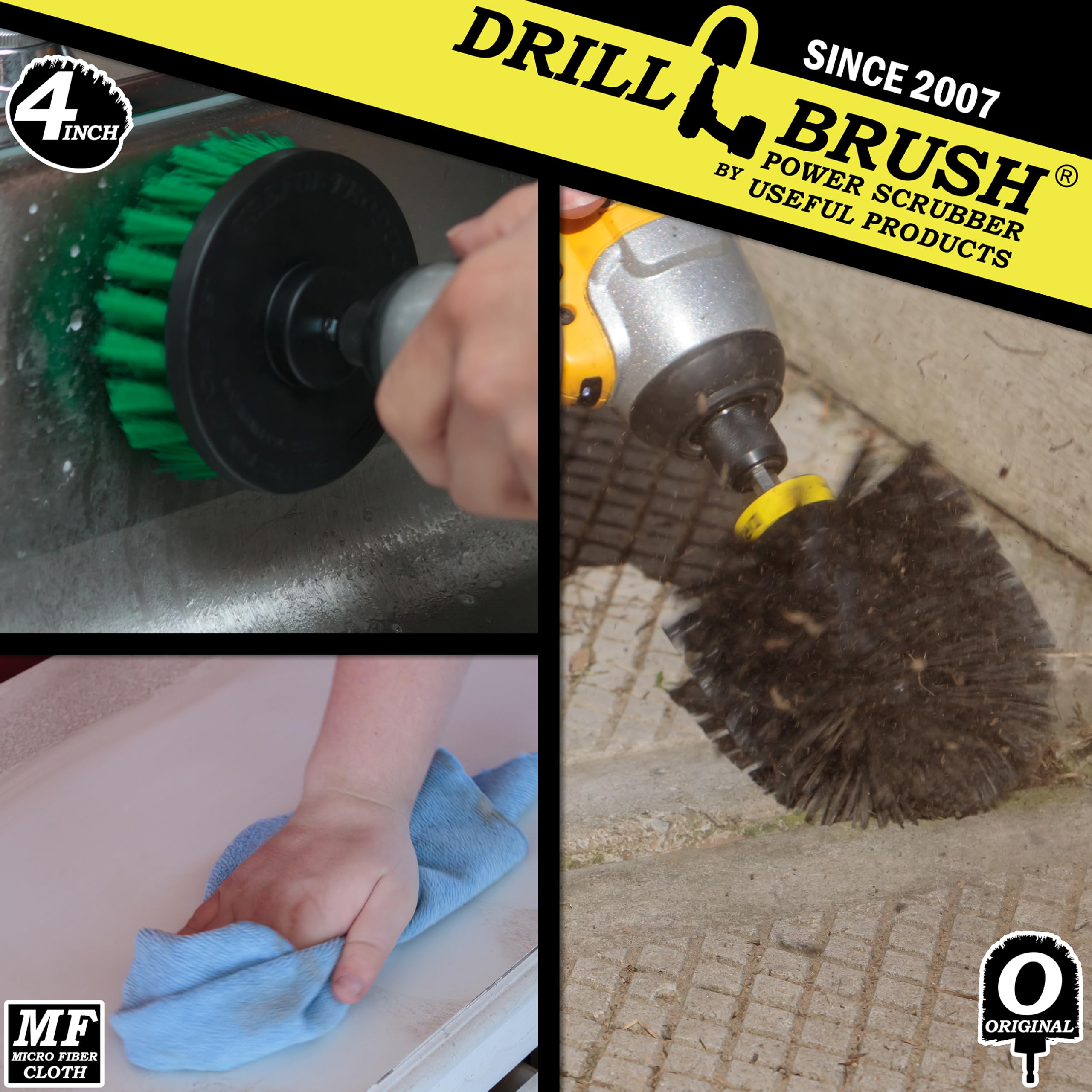Drillbrush Cordless Tile and Grout Scrubber Kit - Power Scrubber for Bathroom Cleaning, Shower Tiles, Sinks & Kitchen Surfaces
