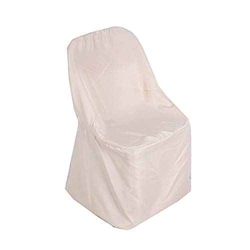 BalsaCircle 100-Pack Beige Polyester Folding Chair Covers - Removable Washable Seat Protectors for Dining, Party & Wedding Decor | Perfect for Indoor/Outdoor Events, Banquets & Home Use