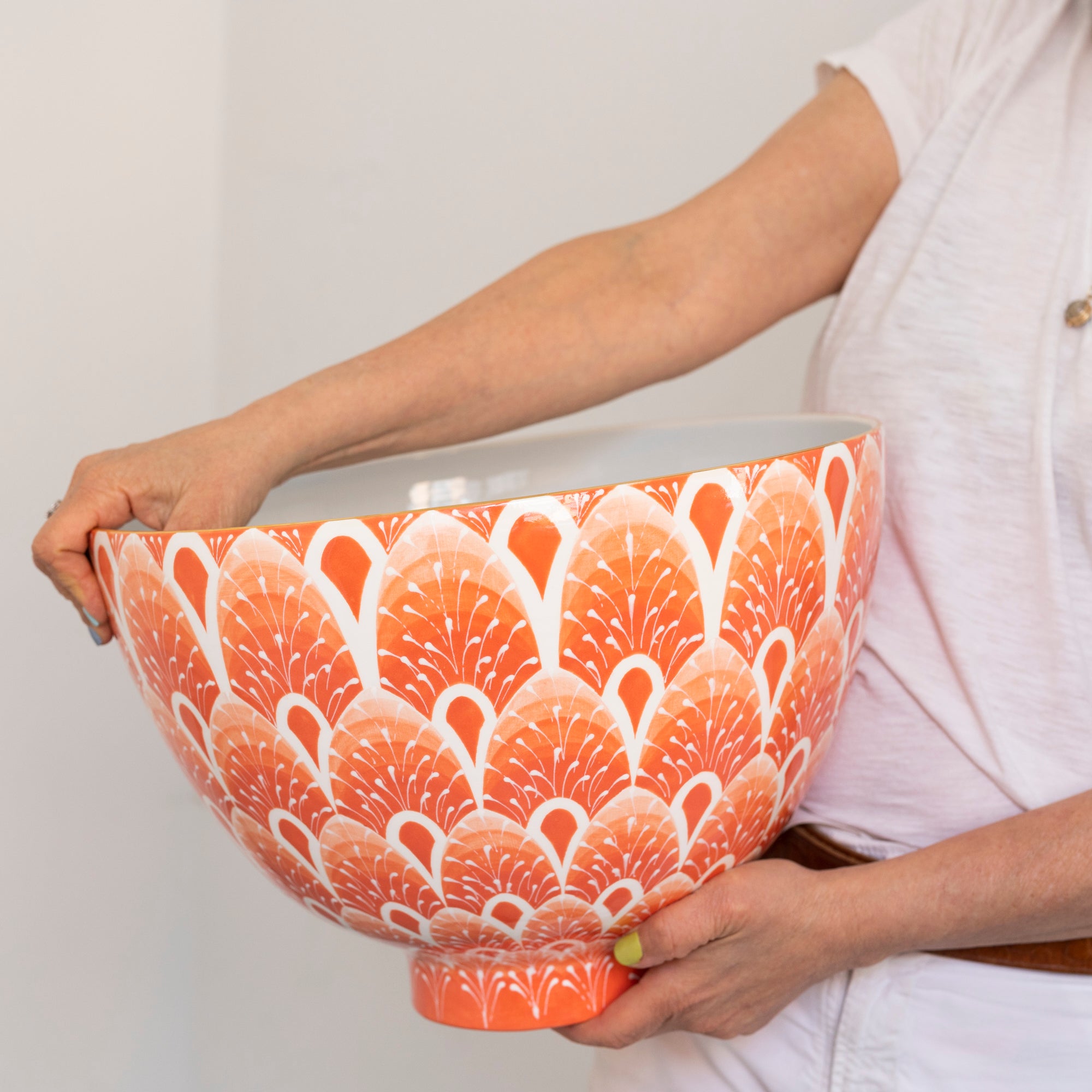Extra Large Copper Bowl - Handcrafted Hammered Finish for Kitchen, Serving & Decor - Perfect for Fruit, Salad, Ice Cream & Centerpiece in West Palm