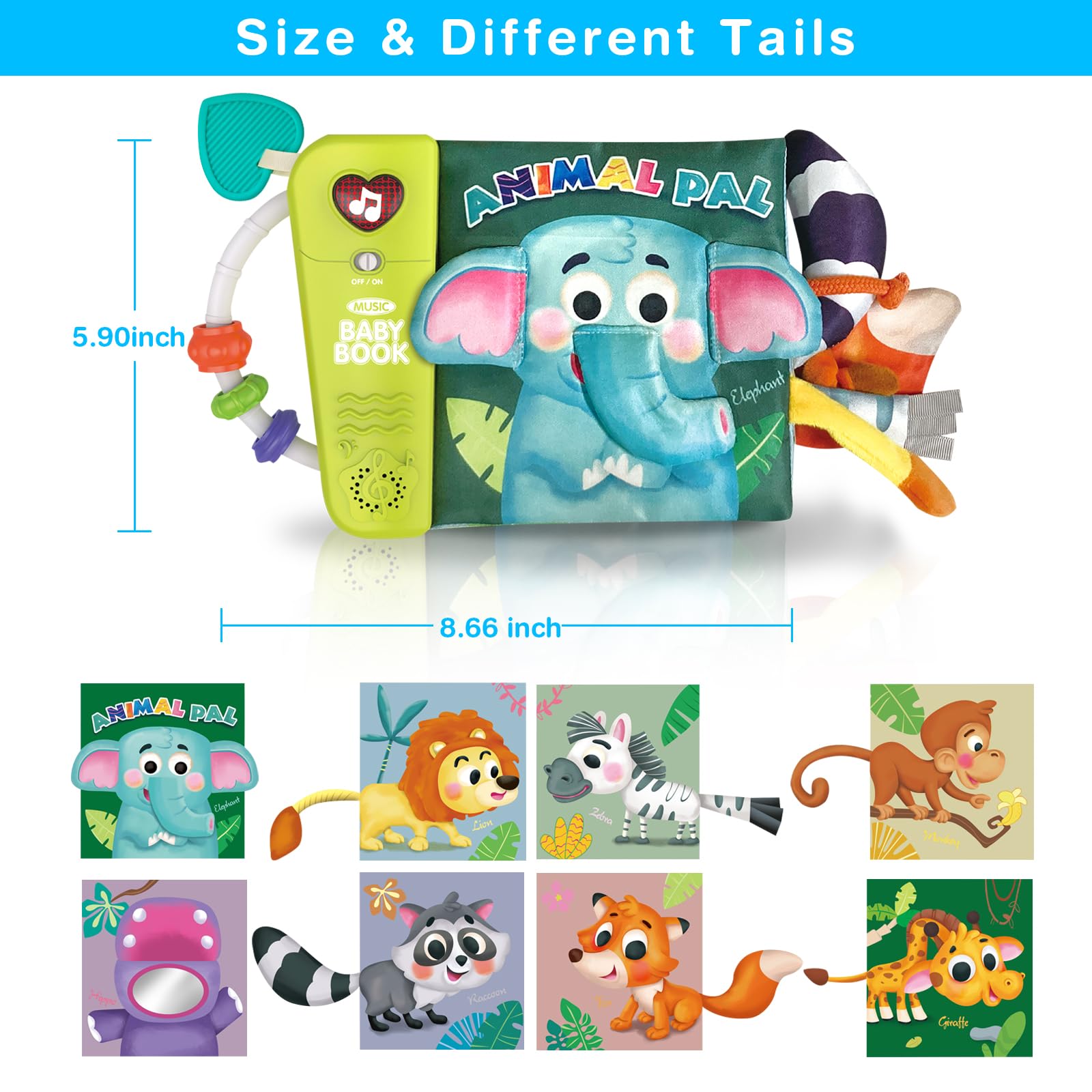 Soft 3D Activity Cloth Book for Babies 6-12 Months | Montessori Musical Toy for Newborns | Early Development & Tummy Time Learning Toy | Perfect Baby Shower Gift for Boys & Girls (Animal Theme) - Great for Playtime, Sensory Development & Parent-Child Bonding