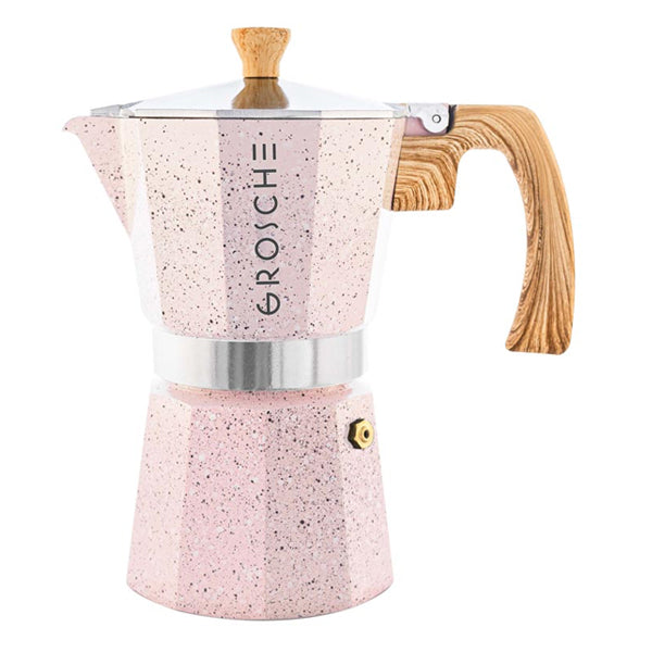 GROSCHE Milano Stovetop Espresso Maker - 3 Cup Italian Coffee Maker for Stove Top - Durable Stoneware Design - Perfect for Home, Office & Camping Coffee Brewing