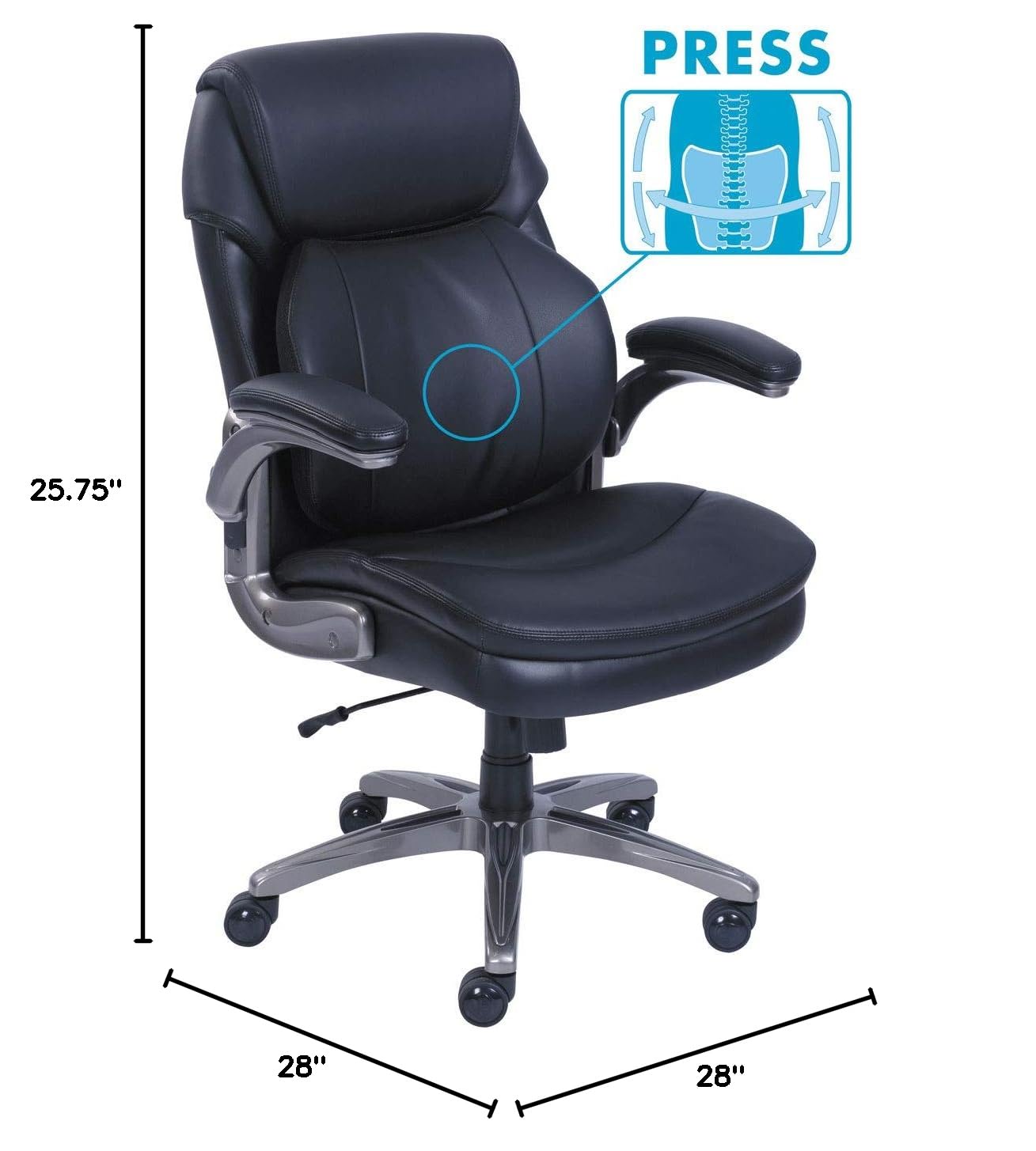 SertaPedic Cosset Mid-Back Executive Office Chair - Ergonomic Desk Chair with Adjustable Height (18.5