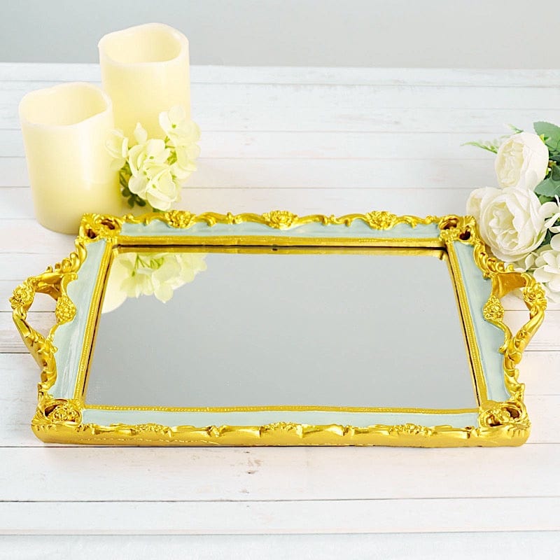 15x10 Inch Metallic Rectangular Mirror Serving Tray with Handles - Elegant Party Decor, Cocktail Serving, Home Decor & Gift Idea for Weddings, Hostess & Housewarming