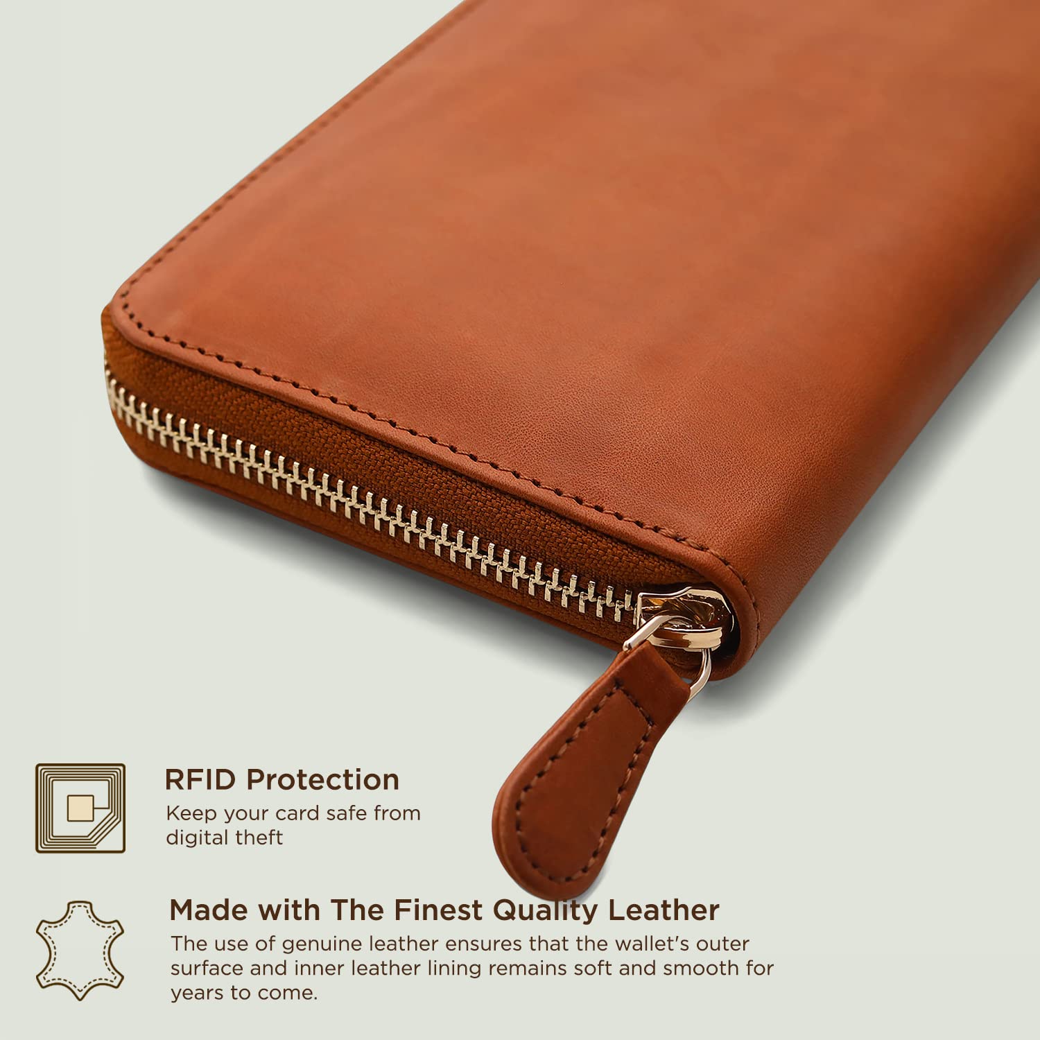 Premium Genuine Leather Travel Passport Wallet & RFID Blocking Holder for Men & Women - Tan | Perfect for International Flights, Business Trips & Vacation Security