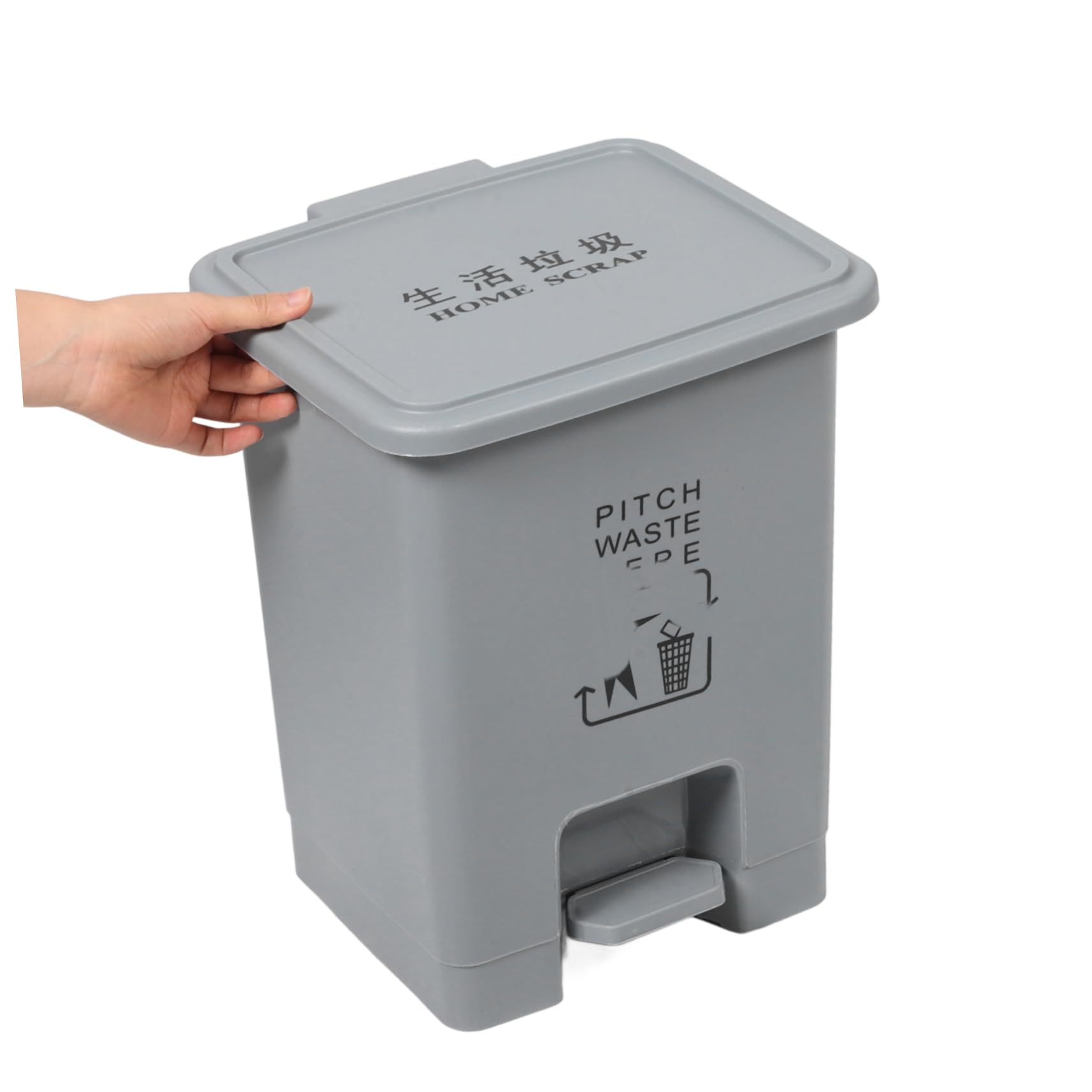 1pc Step Trash Can - Plastic Pedal Garbage Bin with Lid, Household Waste Organizer for Kitchen, Bathroom, Office & Bedroom - Simple & Durable Rubbish Container for Home Use