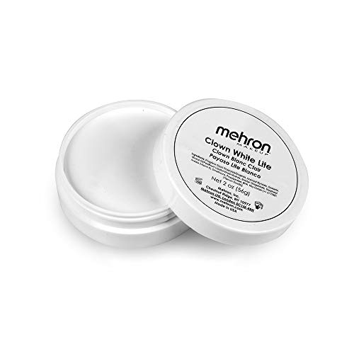 Mehron Clown White Lite Professional Makeup 2 oz - Water-Based Cream Makeup for Clowns, Halloween, Cosplay & Theater Performances