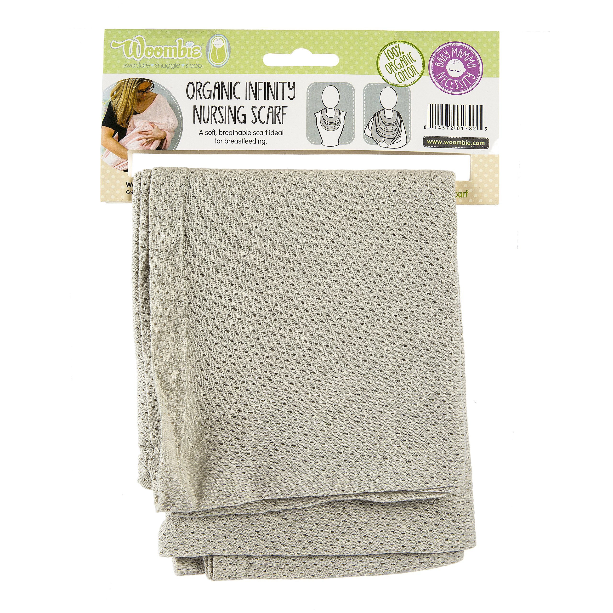 Woombie NURSE AIR Infinity Nursing Scarf - Soft Gray Maternity Wrap for Breastfeeding, Babywearing & Fashion Accessory | Perfect for Nursing Moms, Travel & Everyday Use
