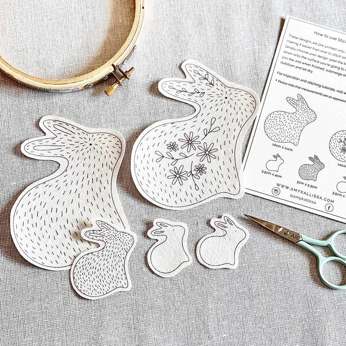 Honey Bunny Stick & Stitch Embroidery Kit by Amy Kallissa - DIY Embroidery Starter Kit for Beginners, Perfect for Home Decor, Gifts & Craft Projects