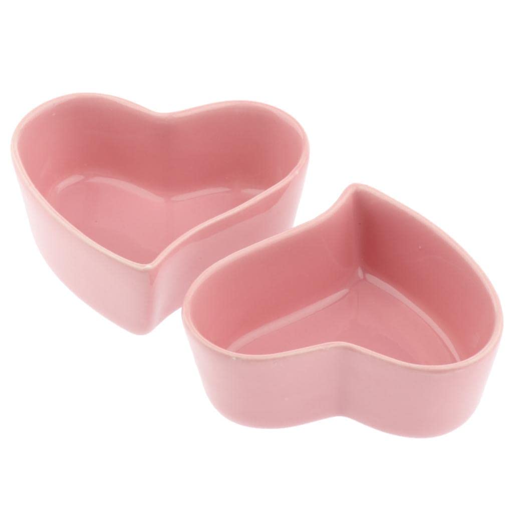 MERISHOPP Small Ceramic Pet Bowl - 1 Pair Heart-Shaped Feeding Dishes for Hamsters, Rabbits, Guinea Pigs | Durable & Non-Tip Design | Perfect for Cages, Hutches, and Pet Play Areas