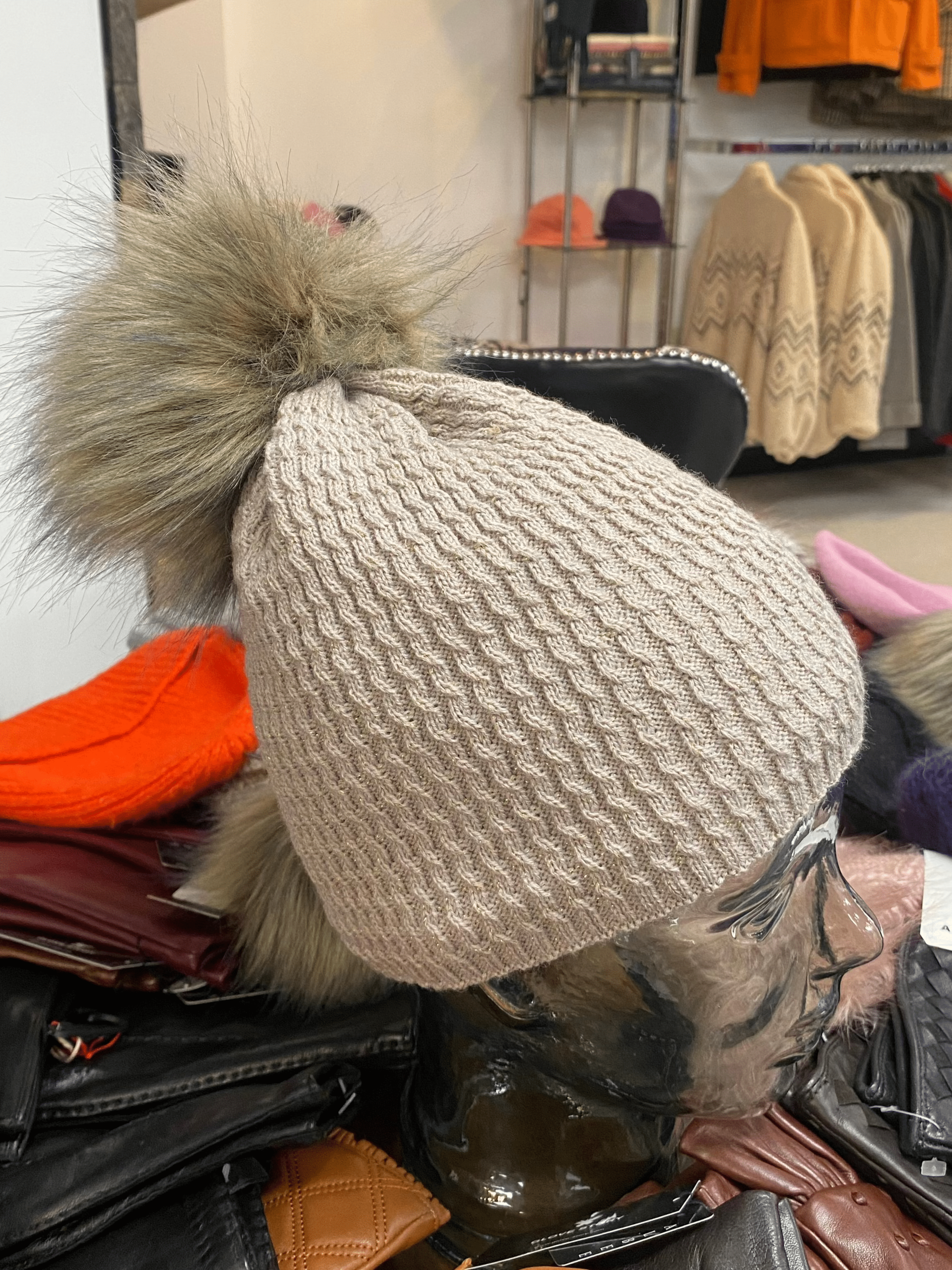Cozy Knit Fleece Lined Pom Pom Winter Beanie Hat for Women - Warm Soft Cuffed Knit Hat for Cold Weather, Outdoor Activities & Fashion Accessories
