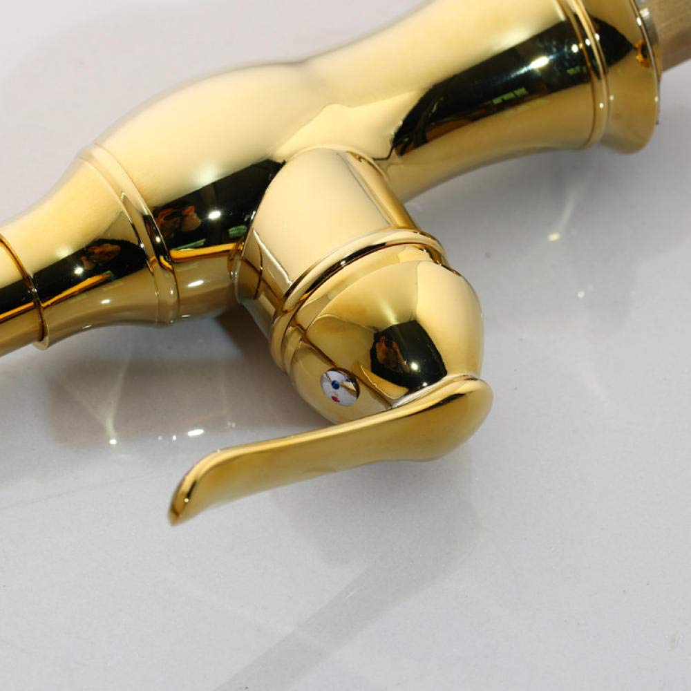 Premium Brushed Brass Kitchen Faucet - Gold Hot & Cold Water Mixer Tap with Pull-Down Sprayer for Sink & Vegetable Washing | Modern Luxury for Farmhouse & Contemporary Kitchens