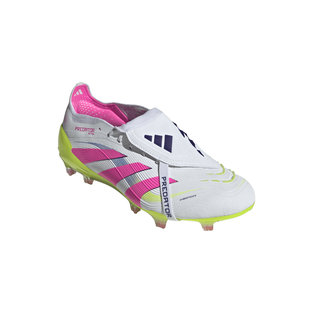 Adidas Predator Elite FG Soccer Cleats - Fold Over Tongue Design, Cloud White/Lucid Pink/Lucid Lemon - Perfect for Competitive Matches & Training Sessions