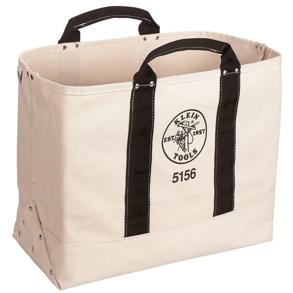 Klein Tools 5156 19-Inch Heavy Duty Canvas Tool Bag for Electricians & Contractors - Perfect for Construction, Home Repairs & DIY Projects