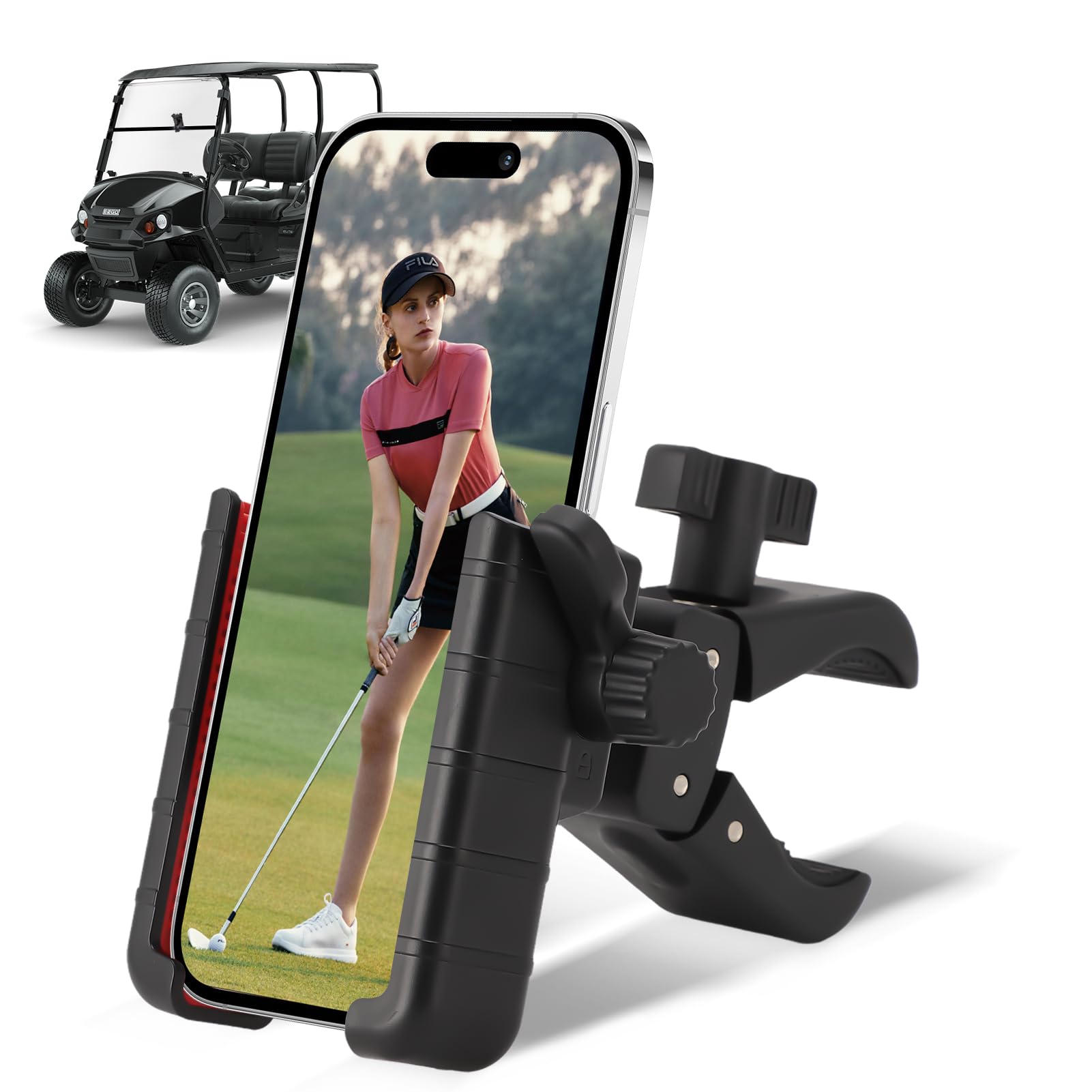 360° Rotatable Golf & Bike Phone Holder - Universal Motorcycle Phone Mount for iPhone & Android - Perfect for Golfing, Cycling & Outdoor Adventures
