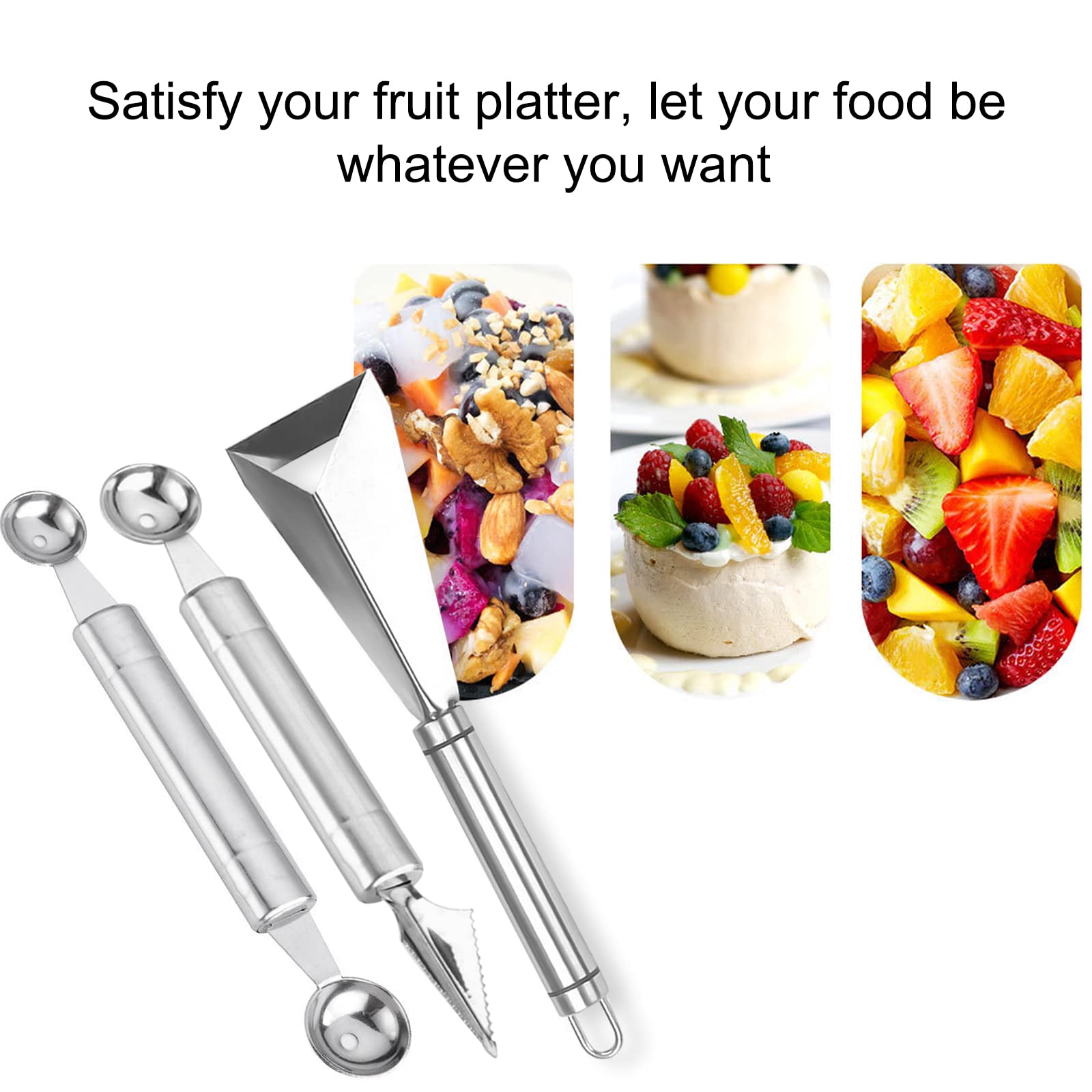 Premium 3-Piece Stainless Steel Fruit & Vegetable Carving Knife Set - Professional Melon Baller & DIY Kitchen Tools for Home Chefs | Perfect for Fruit Sculpting, Garnishing & Culinary Arts