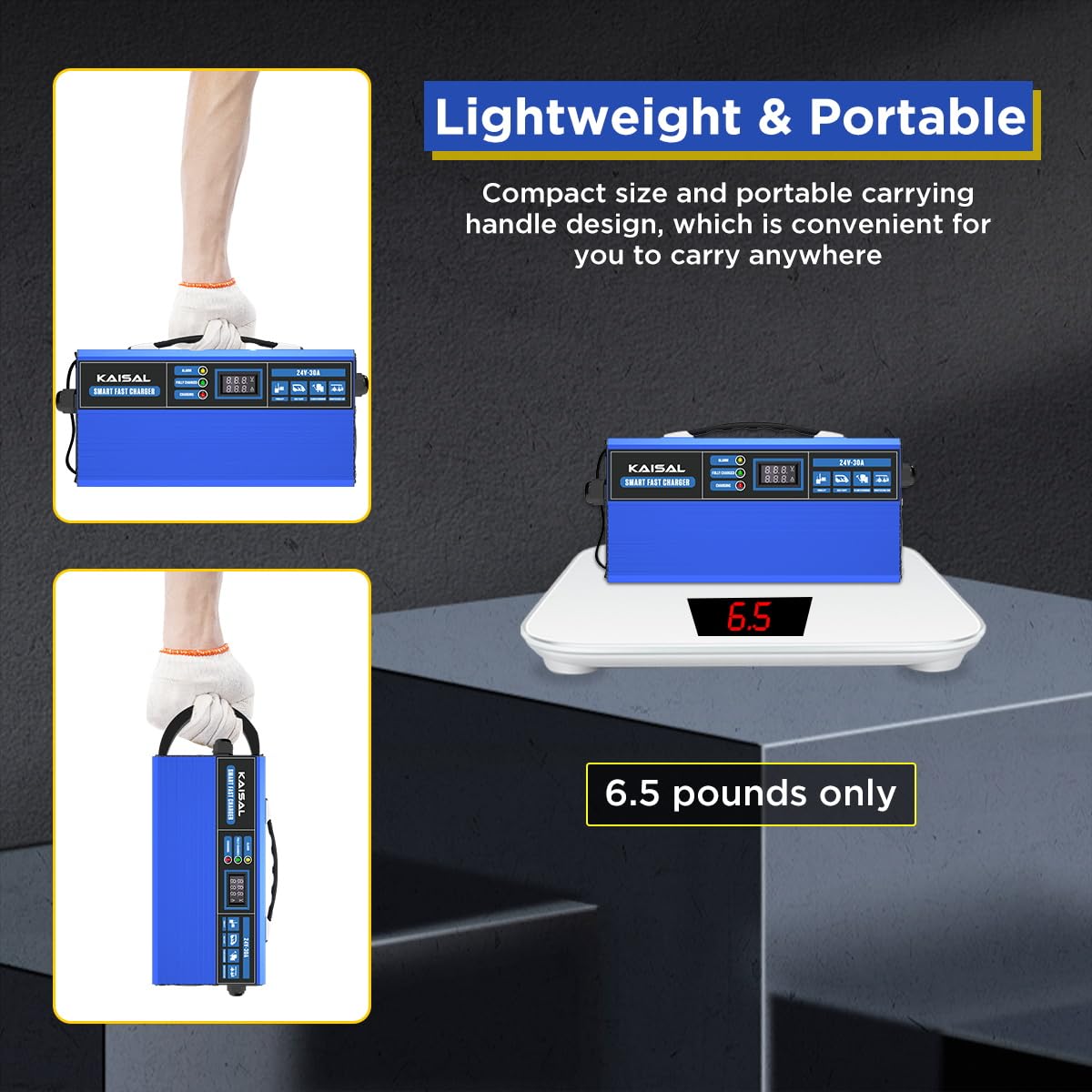 24V 30A Smart Forklift Battery Charger - 900W Fully Automatic LCD Display with 7 Protections - Trickle Charger for Electric Pallet Jack, Forklift & Floor Scrubber - Ideal for Warehouses, Factories & Industrial Use