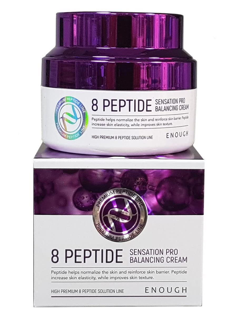 Premium Collagen Peptides & Hyaluronic Acid Facial Moisturizer - Anti-Aging Firming Cream for Women, Korean Skincare for Face & Neck, 8 Peptide Sensation Pro Balancing Cream - Perfect for Daily Hydration & Nighttime Skin Repair