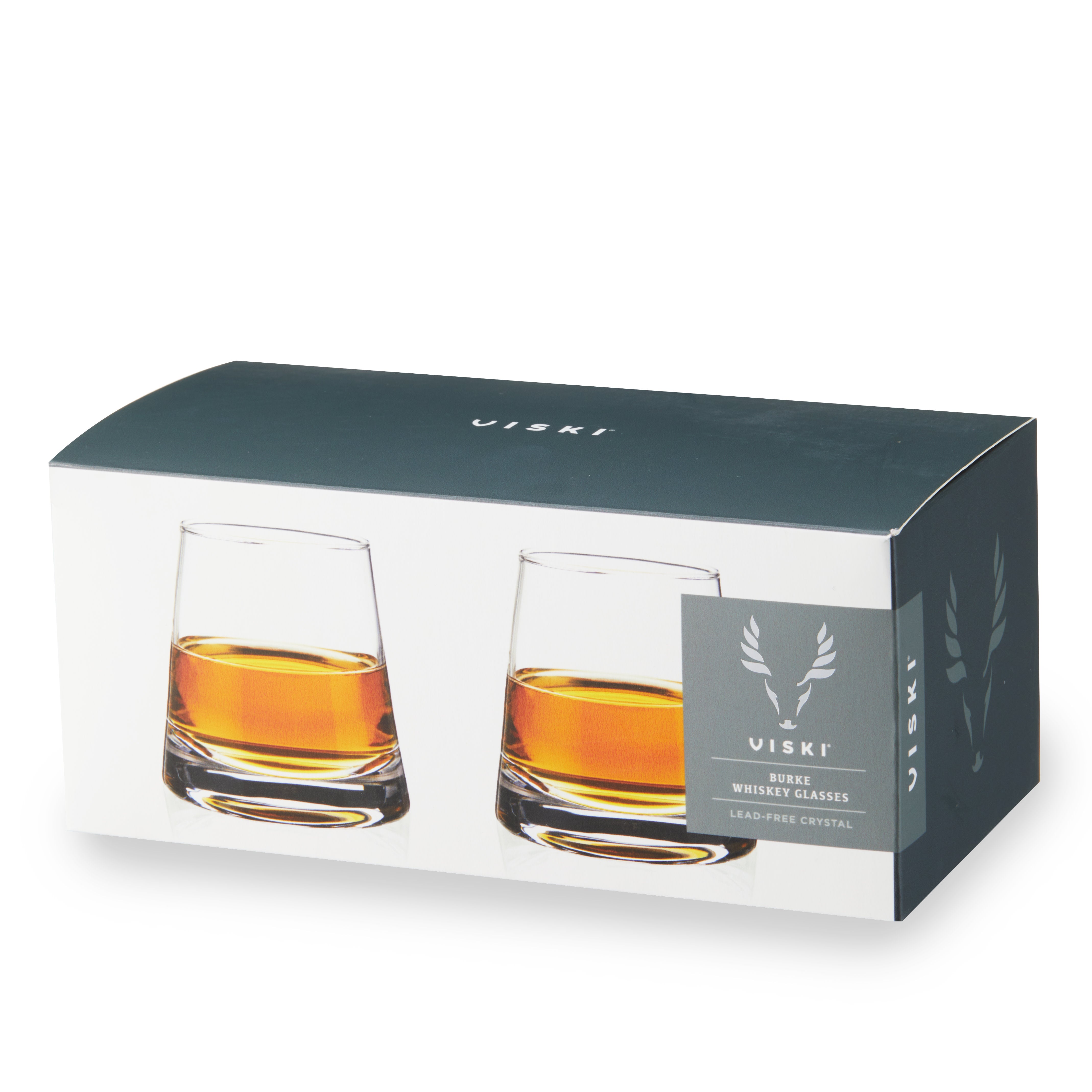 Premium Burke Crystal Whiskey Glasses Set of 2 - Elegant Cut Glass Tumbler for Bourbon, Scotch & Cocktails - Perfect for Home Bar, Gifts & Entertaining